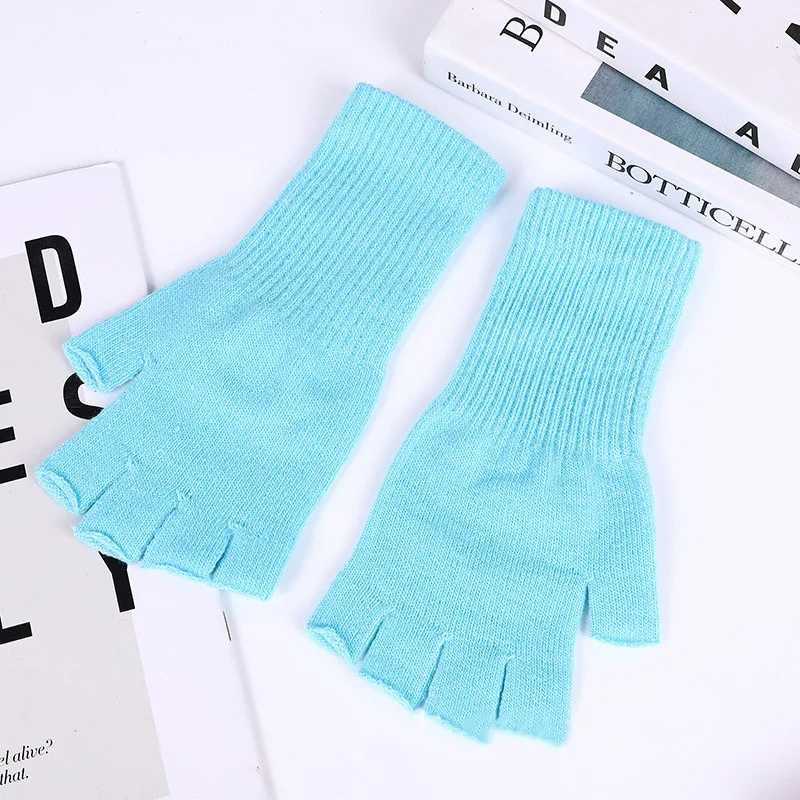 Womens winter half finger Gs warm soft wool knitted gloves elegant wrist hand half finger elastic short Gs goggles W241026