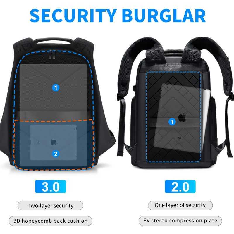 Fenruien Waterproof Backpacks USB Charging School Bag Anti-theft Men Backpack Fit 15.6 Inch Laptop Travel Backpack High CapacityXJ241026