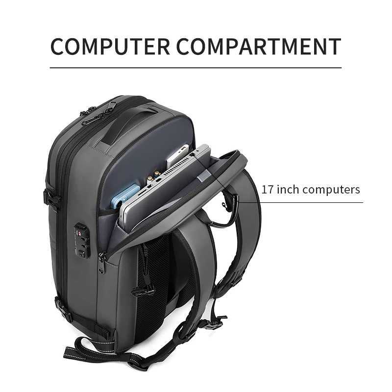 Men Travel Backpack vacuum compressi 17 inch Laptop Backpack Business Large Capacity school Backpack Expanded Hiking backpackXJ241026