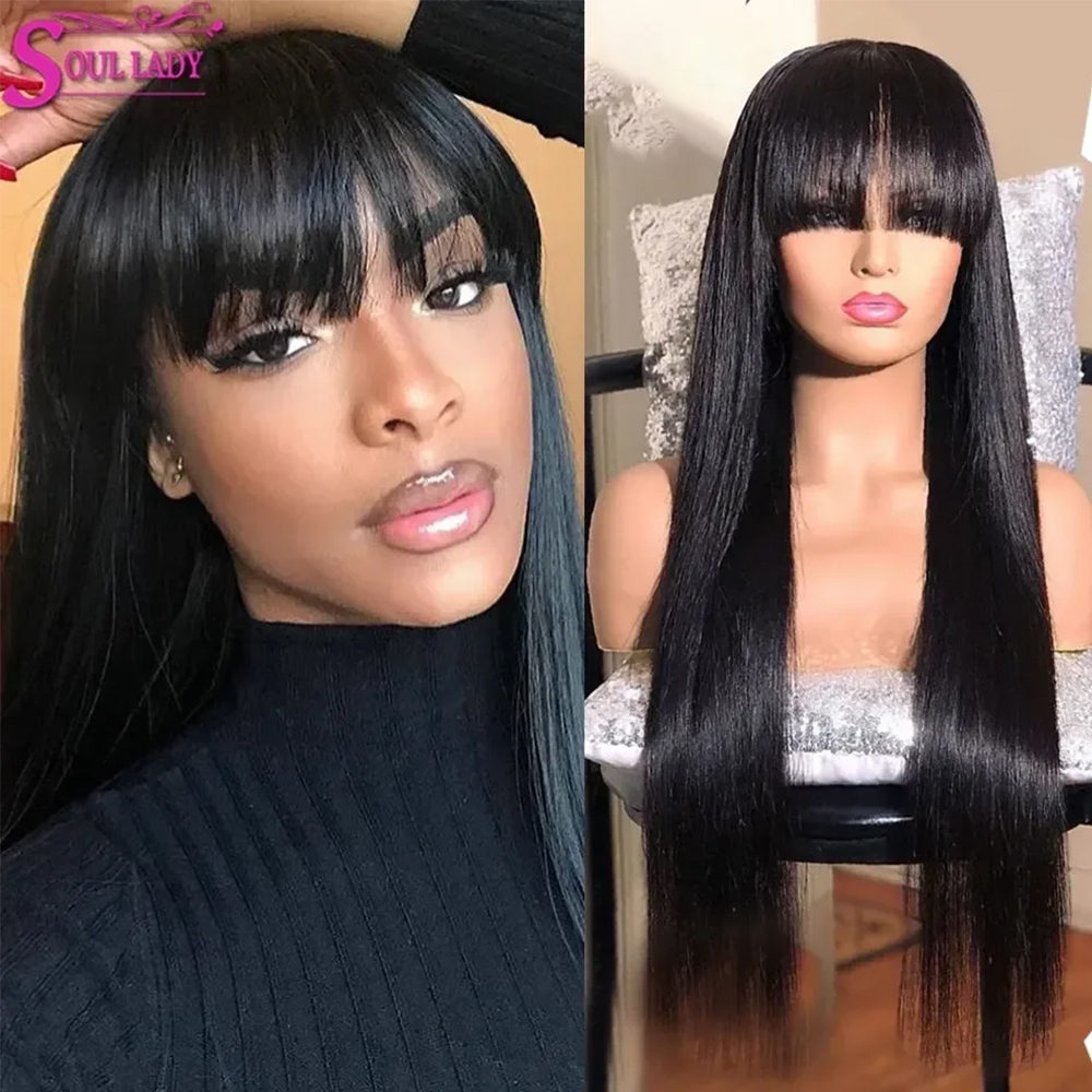 Bangs Human Hair With Fringe Straight Front Lace human hair wigs