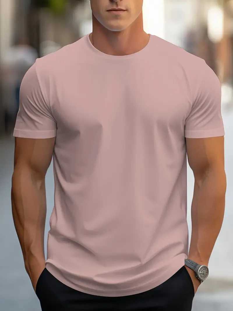 Simple solid color high-quality mens round neck short sleeved summer comfortable breathable casual T-shirt W241223