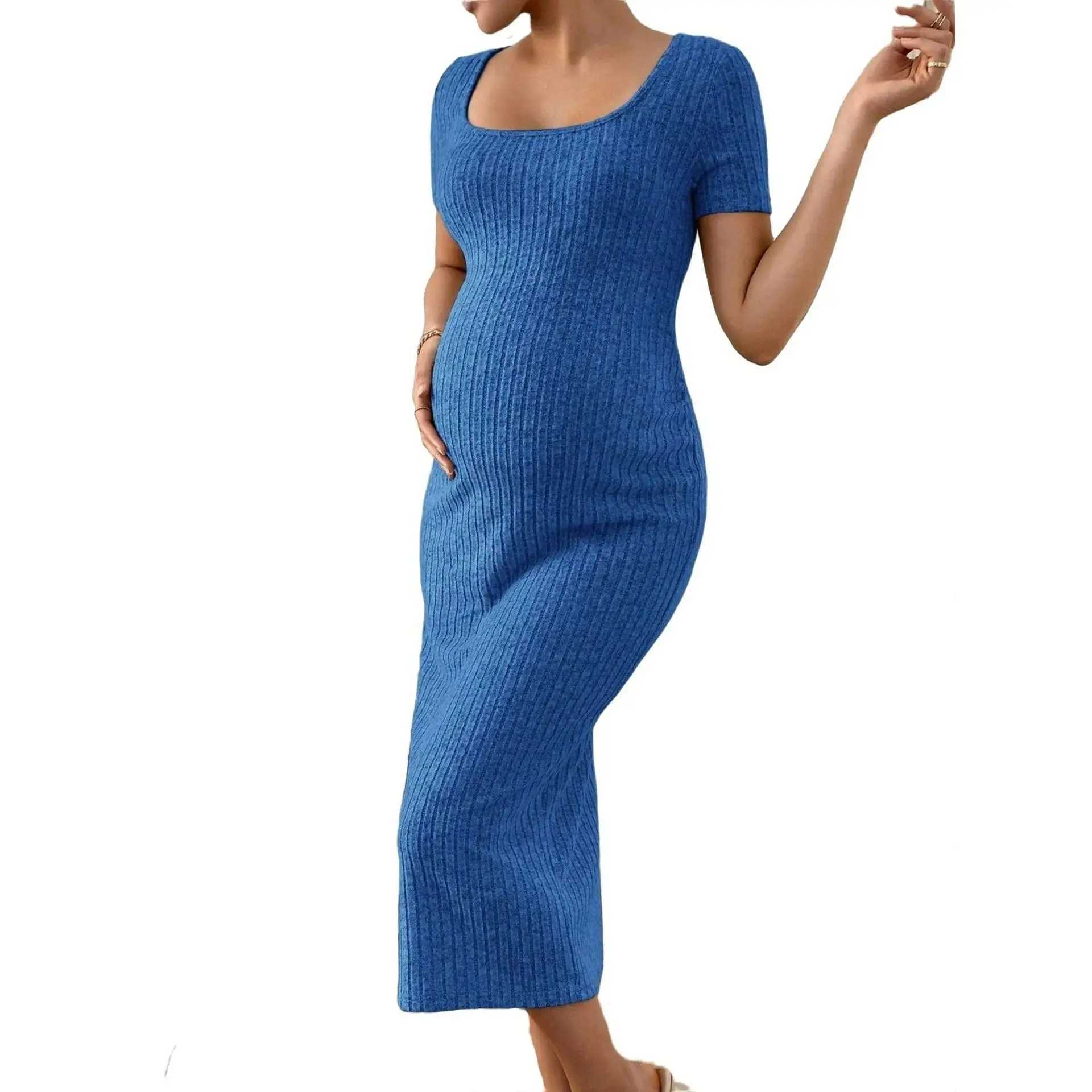 American fashion casual knitted dress summer slim fit A-line side split maternity clothing 24ss Y2k teenage pregnancy W241026