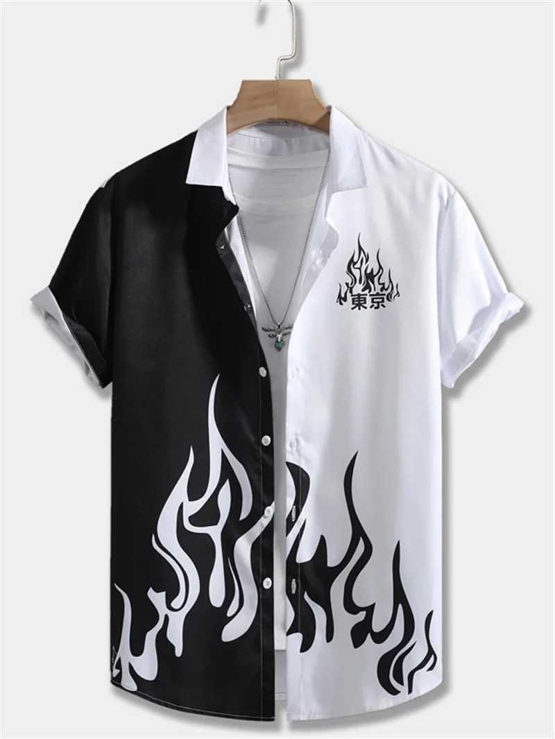 Tokyo printed short Slved shirt mens summer beach shirt Haiyi casual vacation top new mens quick drying trendy clothing W241026