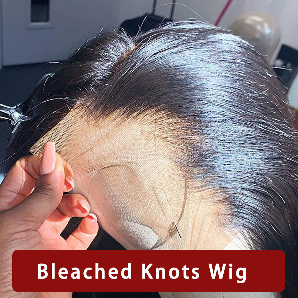 Real Bleached Knots 13x4 Lace Frontal for Women Brazilian Straight Human Hair Wigs