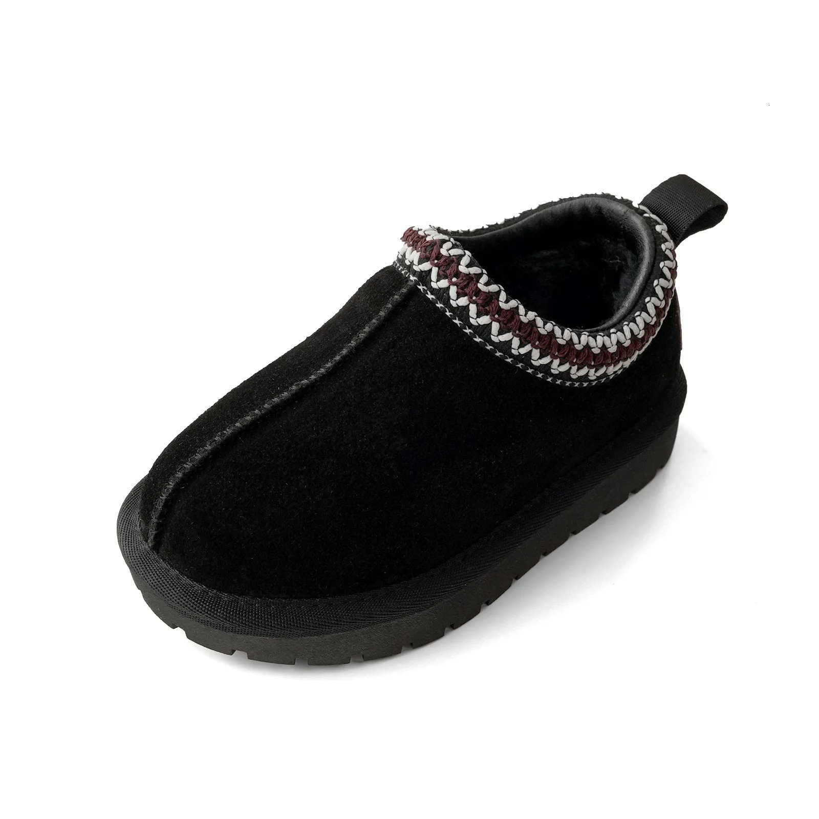 Winter childrens low top snow boots baby leather boots girls retro thick fur snow boots boys anti slip winter shoes 241025