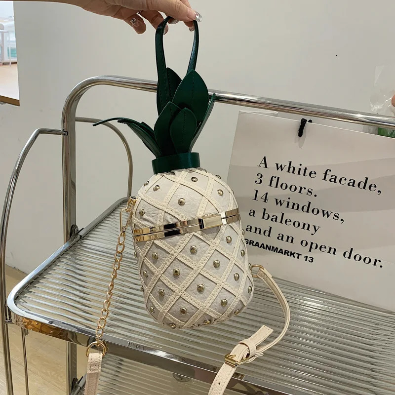 Womens Bag Fashion Cute Pineapple Shoulder Bag Original Womens Cross Body Bag Metal Chain Handbag 241025