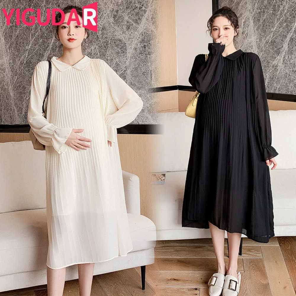 2024 Spring Pregnant Womens Clothing Sweet Fashion Pregnant Womens Dress Long Sleeve Chiffon Vest Pregnant Womens Photography Dress W241026