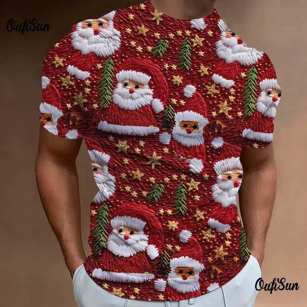 Mens Christmas T-shirt loose oversized T-shirt daily casual short Slyved Strt designer Ts premium sportswear W241026
