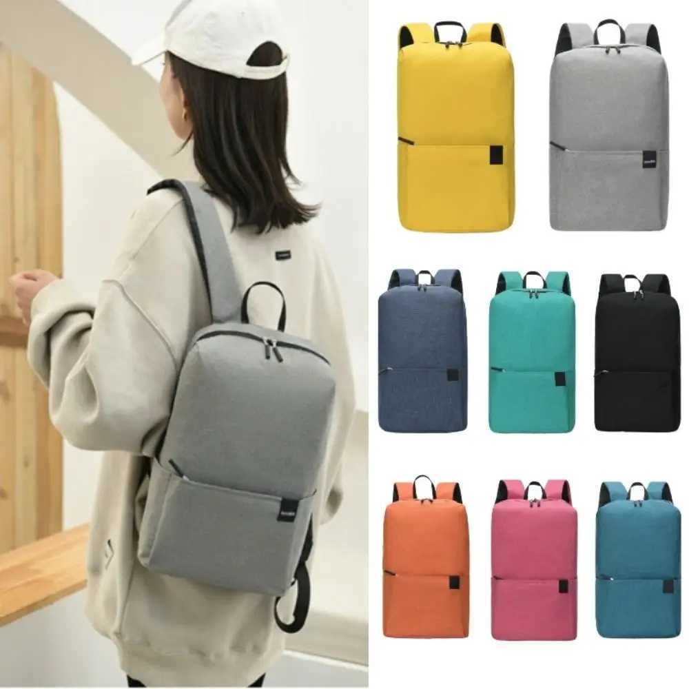 Portable Large Capacity Small Backpack Solid Color Waterproof Travel Bag Multiple Pockets Unisex School Bags TravelXJ241026