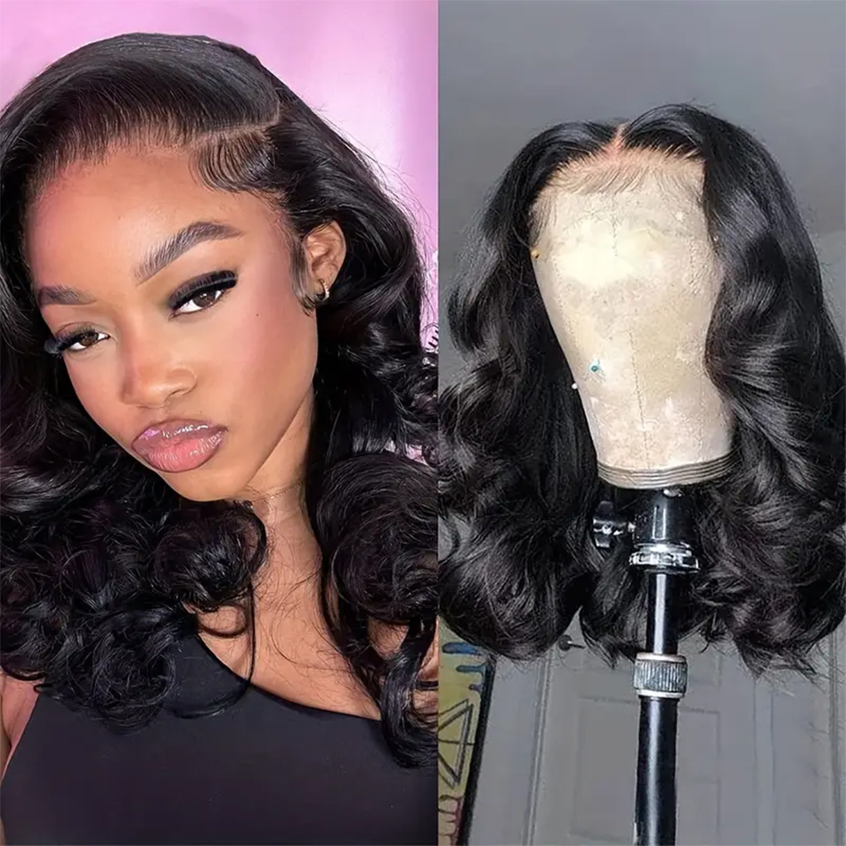 Transparent Short Bob Front Human Hair Wig Loose Body Wave Lace Frontal Wigs For Women On Sale