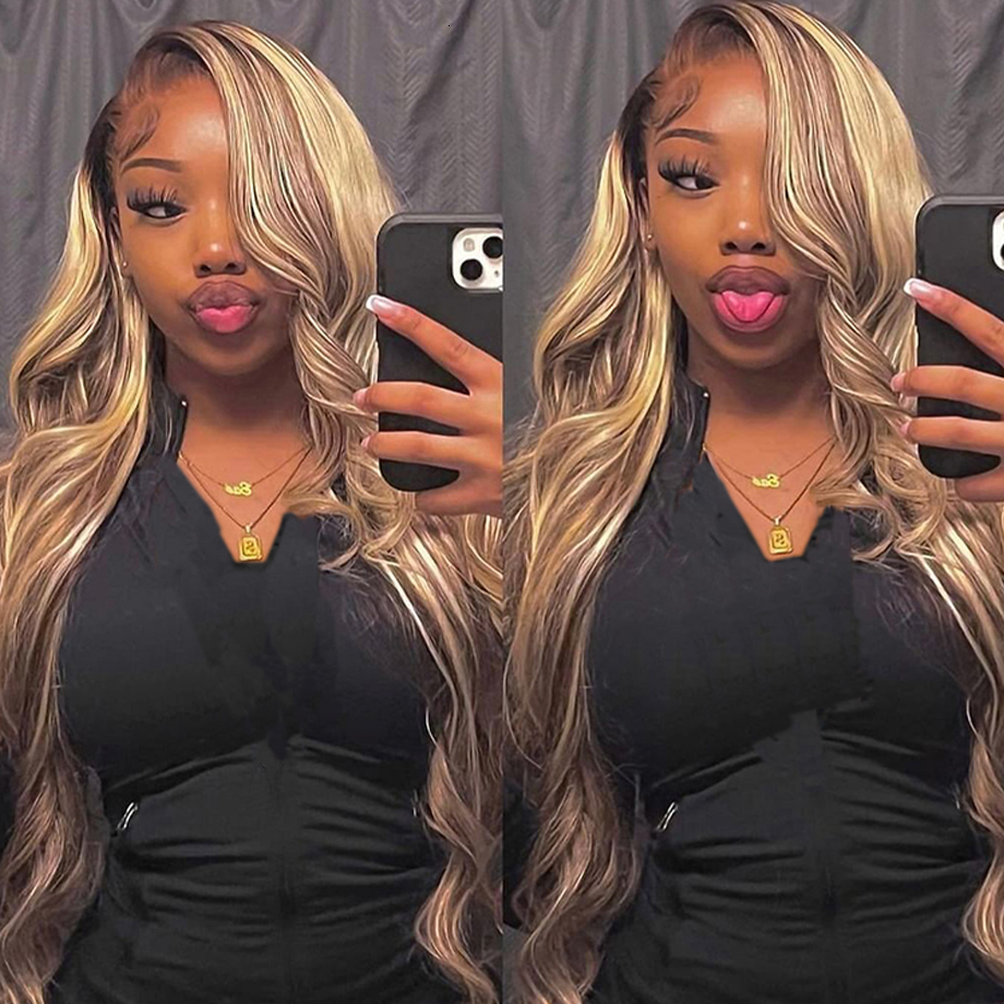 13x6 Highlight Human Honey Blonde Body Wave Front Brazilian Hair Wigs For Black Women 13x4 Hd Lace Frontal Wig