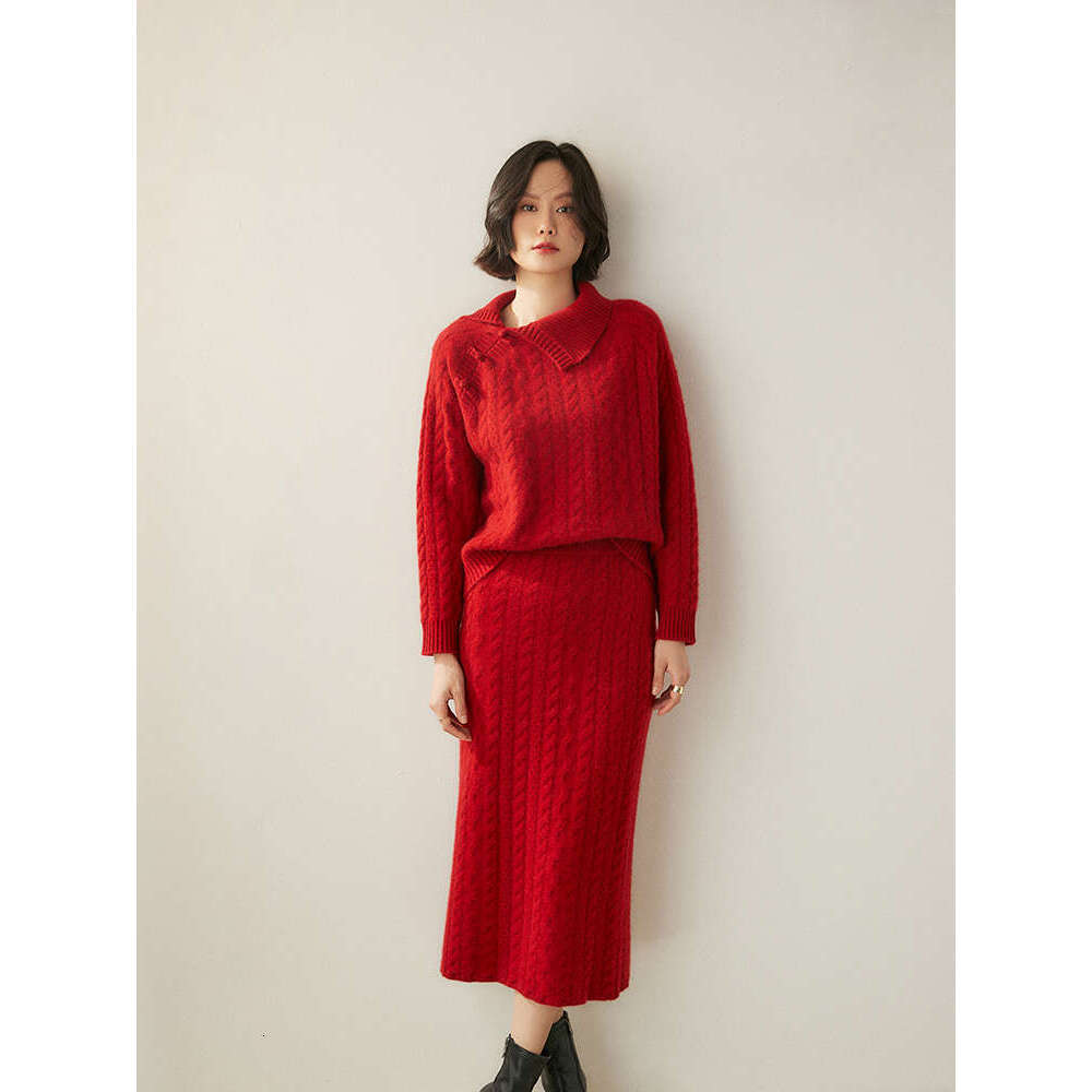 Women's Cashmere Skirts Autumn Winter Thick Twist Wer Skirt High Waist Office Lady Dress 100%Cashmere Knitting Clothing