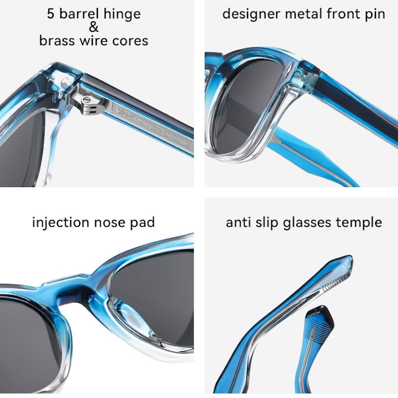 Square Polarized Sunglasses Men Luxury Brand Designer Style Sun Glasses Women Retro TR90 Vintage Driving Fishing Propionic acid core fashion Rivets S1
