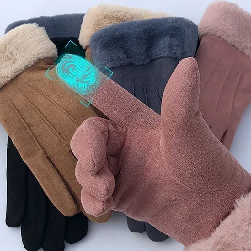 Fashion Womens Gs Autumn Cute Fur Warm Gloves Full Finger Gloves Womens Outdoor Sports Womens Gs Touch Screen W241026