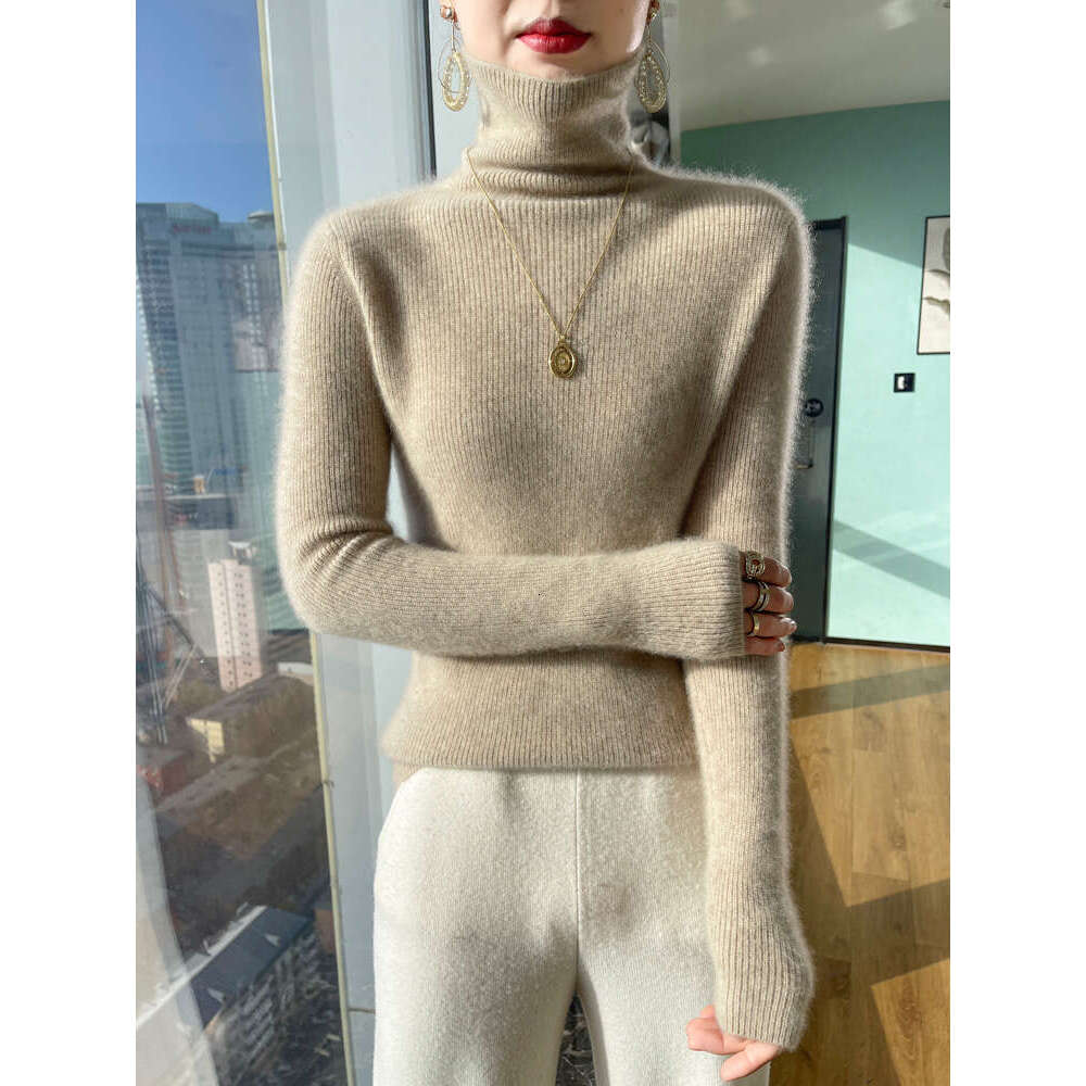 Aliselect Women Turtleneck Solid Sweater Autumn Winter Thick Pullover 100% Merino Wool Soft Kniwear Korean Popular Clothes Tops