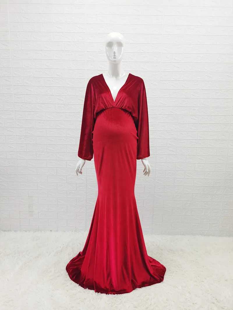 Winter Velvet Bohemian Pregnant Dress Photography Bohemian Pregnant Velvet Photography Body Childrens Dress V-neck W241026