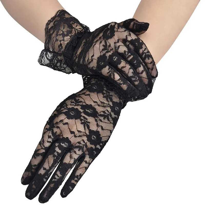 Womens Retro Transparent Short Lace Gs Dey Tea Party Wrist Length Flower Gs Used for Dinner Fancy Clothing Accries Gs W241026