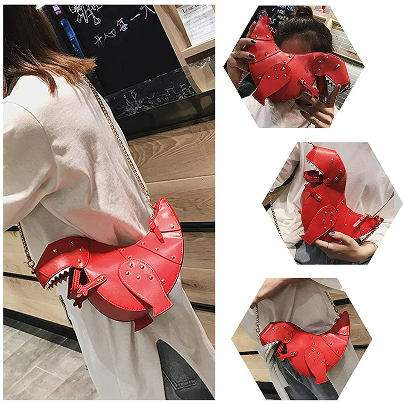 Dinosaur Rivets Womens Purses and Handbags Shoulder Chain Bag Small Crossbody Bag Female Clutch Bag Pu Leather 241025