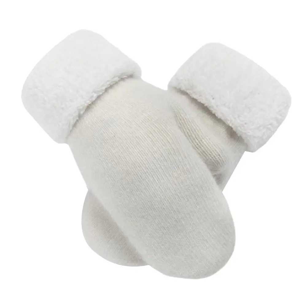 Solid color womens wool cashmere knitted warm cotton womens winter with velvet thick double-layer plush full finger drive Gs W241026