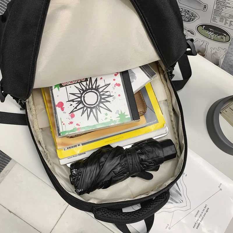 New Simple Student Bag Solid Color Schoolbag Youth Large Capacity Travel Backpack High Quality Canvas Schoolbag Fi BackpackXJ241026