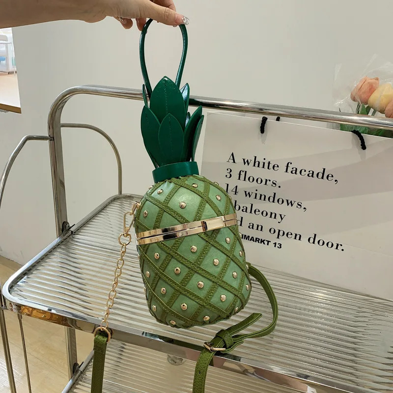 Womens Bag Fashion Cute Pineapple Shoulder Bag Original Womens Cross Body Bag Metal Chain Handbag 241025