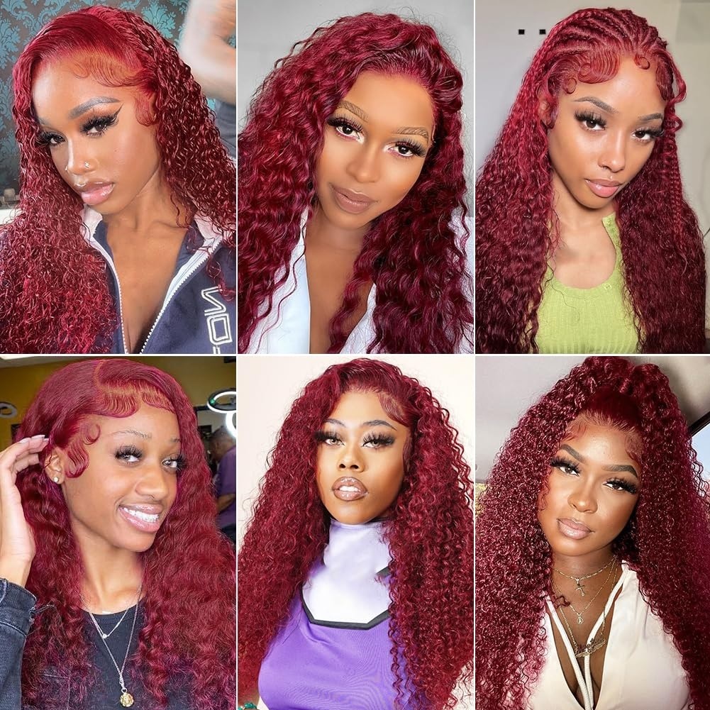 99J Bury Water Wave 13x6 Lace Frontal Wig For Women 13x4 HD Transparent Curly Human Wigs PrePlucked Remy Hair 30 34Inch