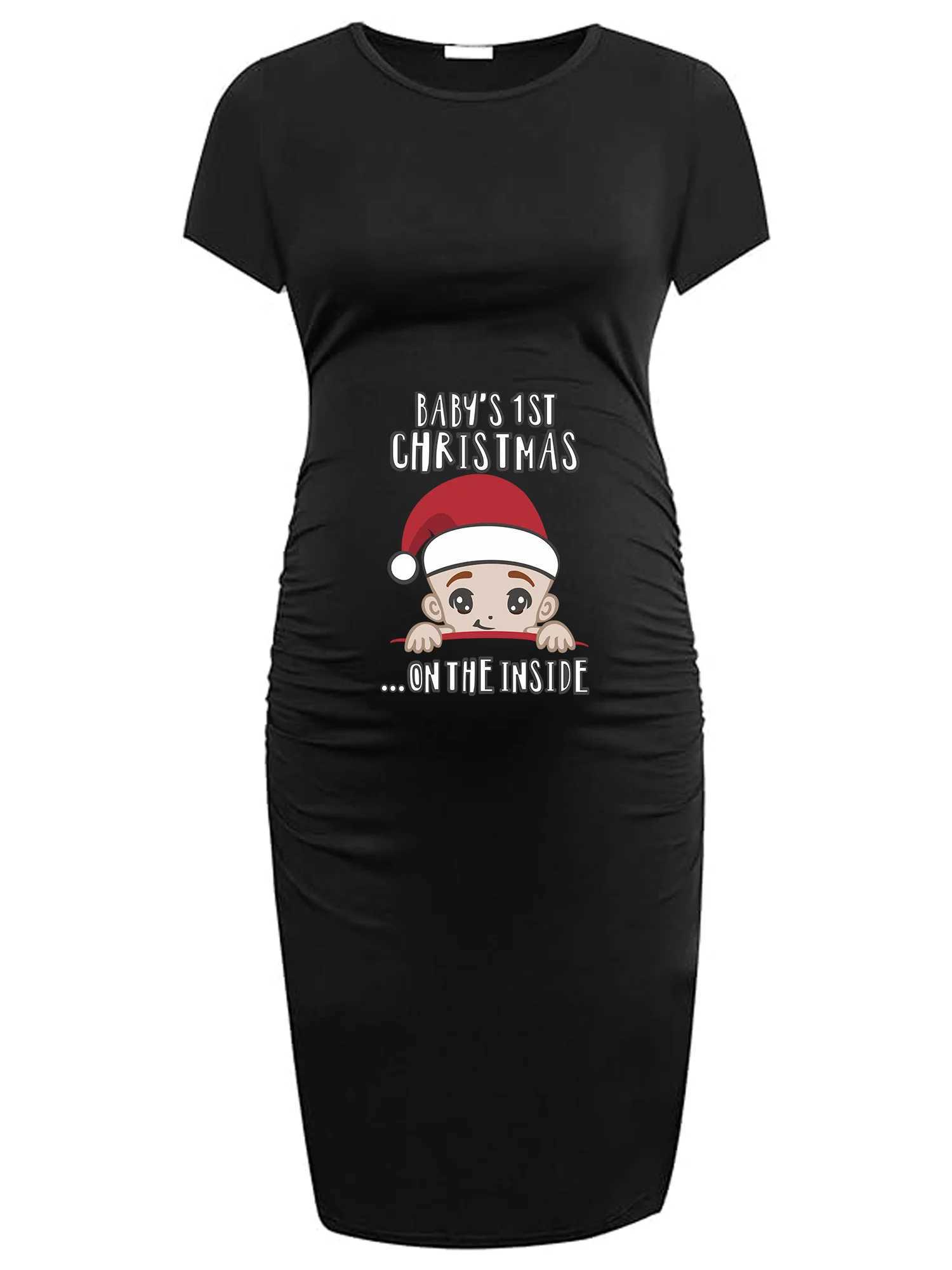 This is my first Christmas baby girl Christmas painted summer short sleeved dress maternity clothing W241026