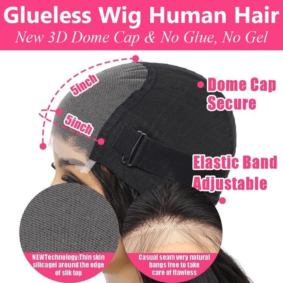 Glueless Wig 30 32Inch Deep Human Hair 200% Pre-Cut 5x5 6x4 Transparent Lace Closure Wigs Curly Water Wave
