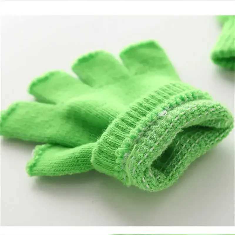 1 pair of unisex black half finger Gs womens and mens wool knitted wrist cotton winter warm work gloves W241026