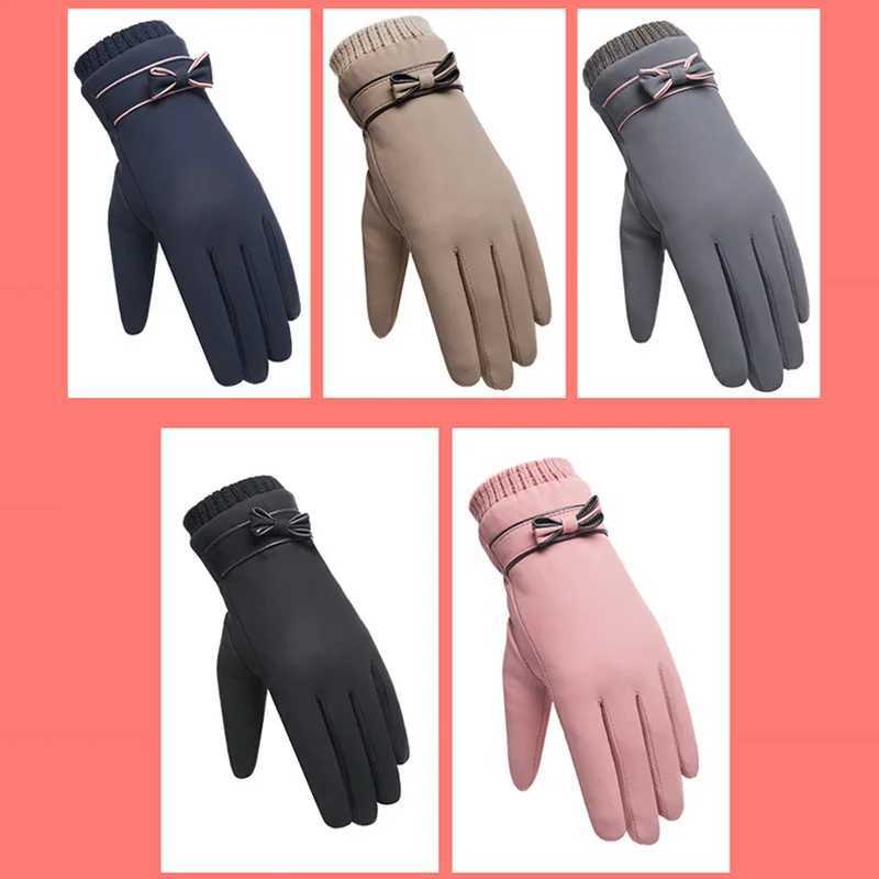 Hot Winter Womens Gs Mens Bicycle Gs Hand Warmer Wool Lining Tube Full Finger Gloves Touch Screen Waterproof W241026