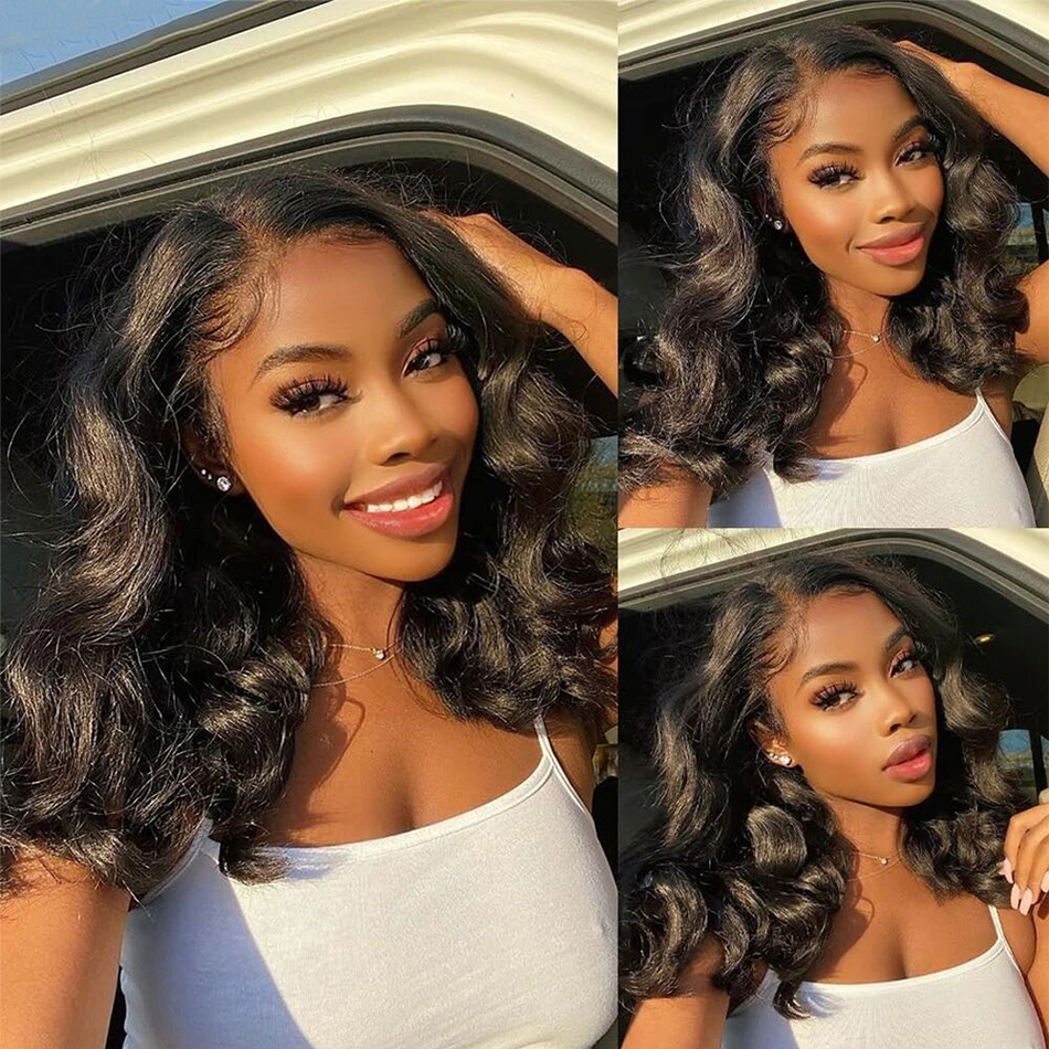 Transparent Short Bob Front Human Hair Wig Loose Body Wave Lace Frontal Wigs For Women On Sale