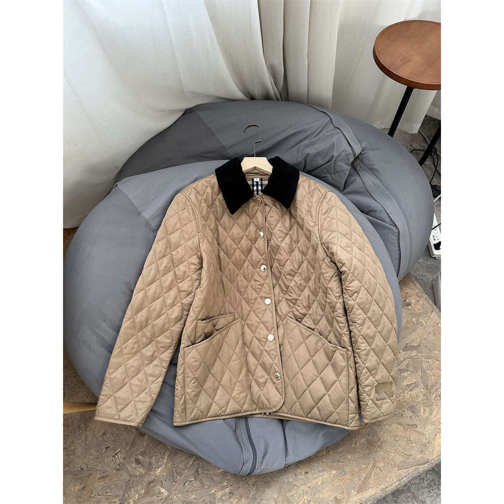 Top End Autmn/Winter Women British Style Plaid Long Sleeve Cotton Jacket Elegant Lady All Match Polo Collar Single Breasted Coat