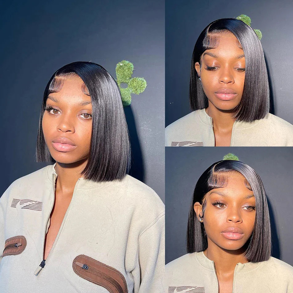 13x4 Straight Short Transparent Front Human Wigs Remy Hair Frontal Bob Wig 4x4 Lace For Black Women