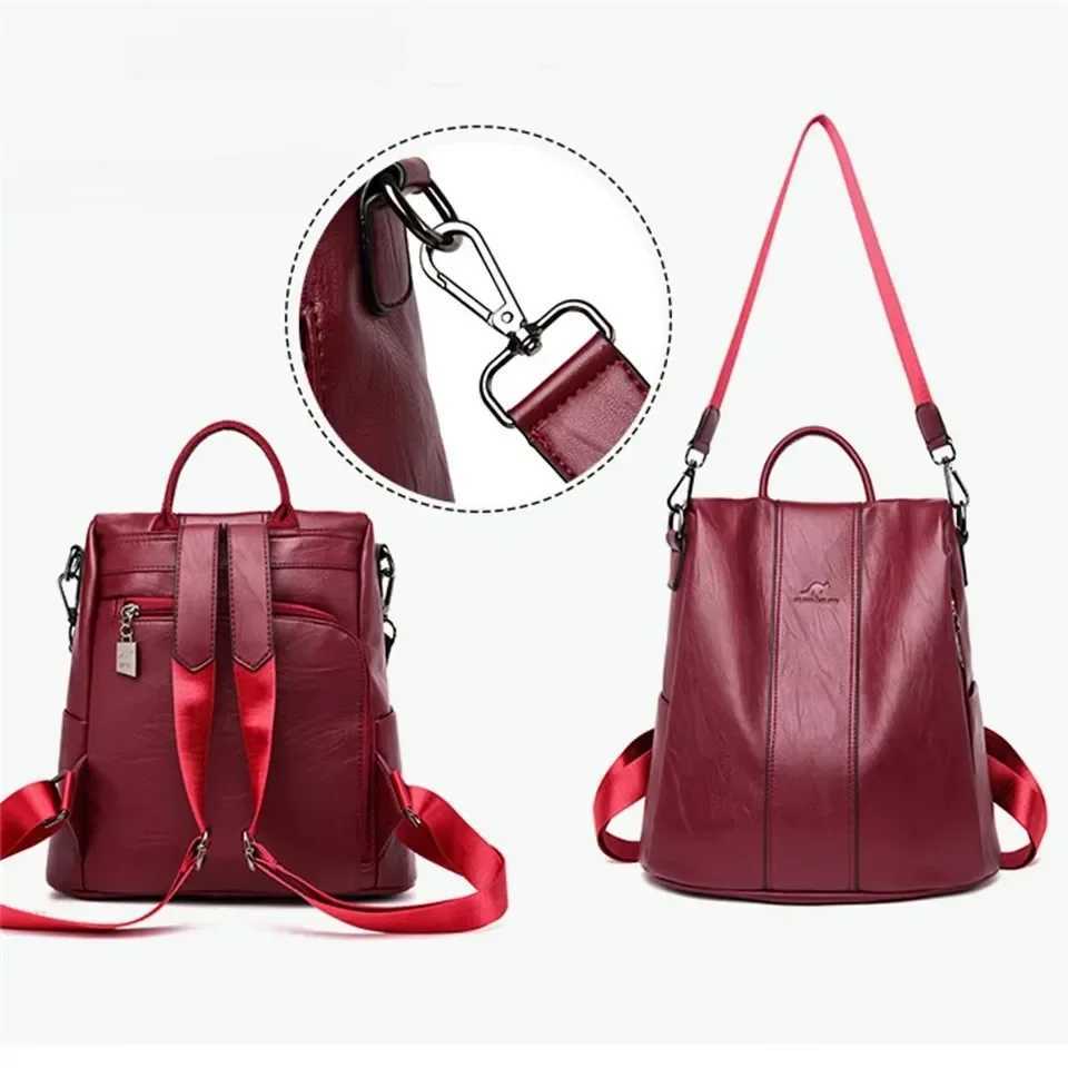 Anti Theft Backpack Purses High Quality Soft Leather Female Vintage School Bags Travel Outdoor Bagpack Ladies Bookbag RucksackXJ241026
