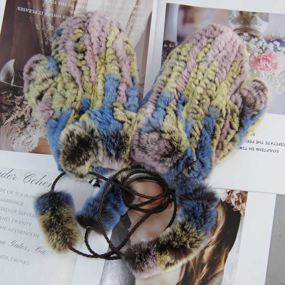 Womens Winter True Rex Rabbit Fur Watch Gs Warm Thick Womens Fur Gloves Elastic Girls Sled G Gloves Elastic Soft W241026