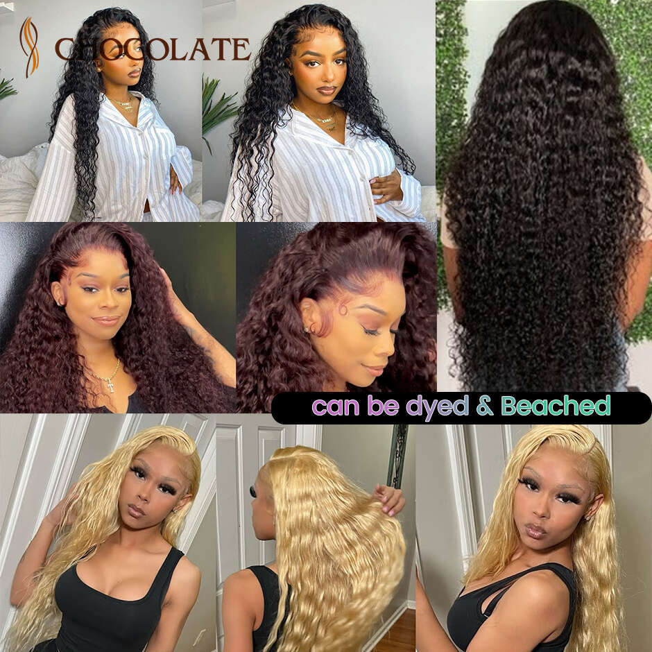 Water 13X4 HD Frontal Curly Human Hair Wigs For Black Women Brazilian 4X4 Deep Wave Lace Closure Wig