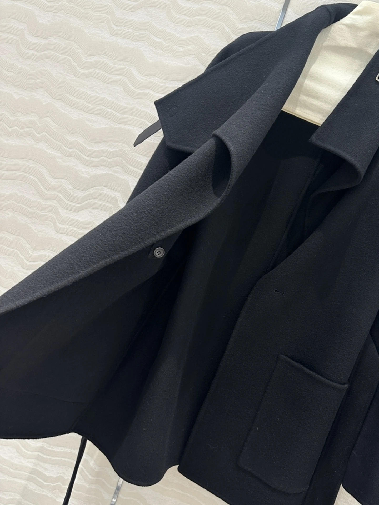 Wool Blend Autumn Winter Solid Cashmere Turndown Collar Sashes Midlength Coat Trendy Basics Slim Female Clothes 241025