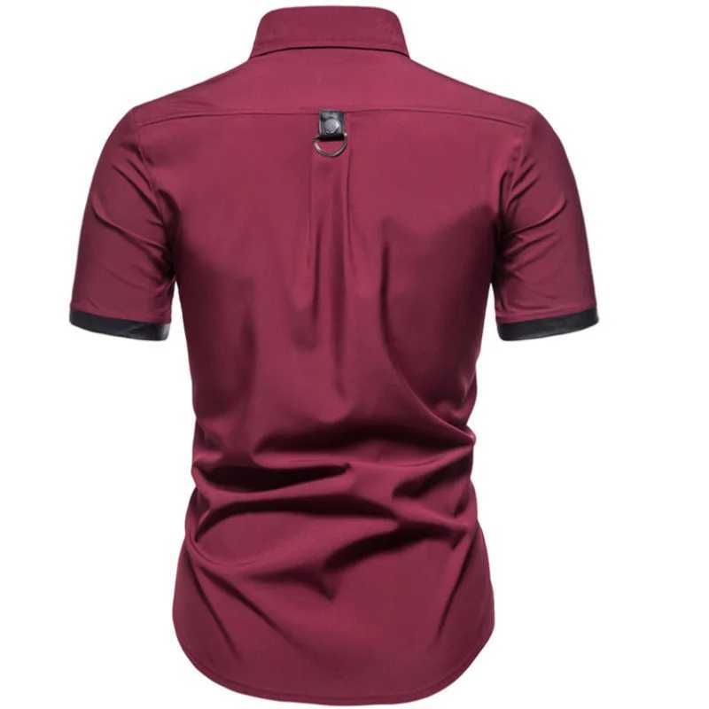Wxw4754 Spring/Summer Black Short Sleeve Shirt Mens Gothic Hardcover Shirt Mens Ultra Thin Punk Rivet Mens Shirt W241026