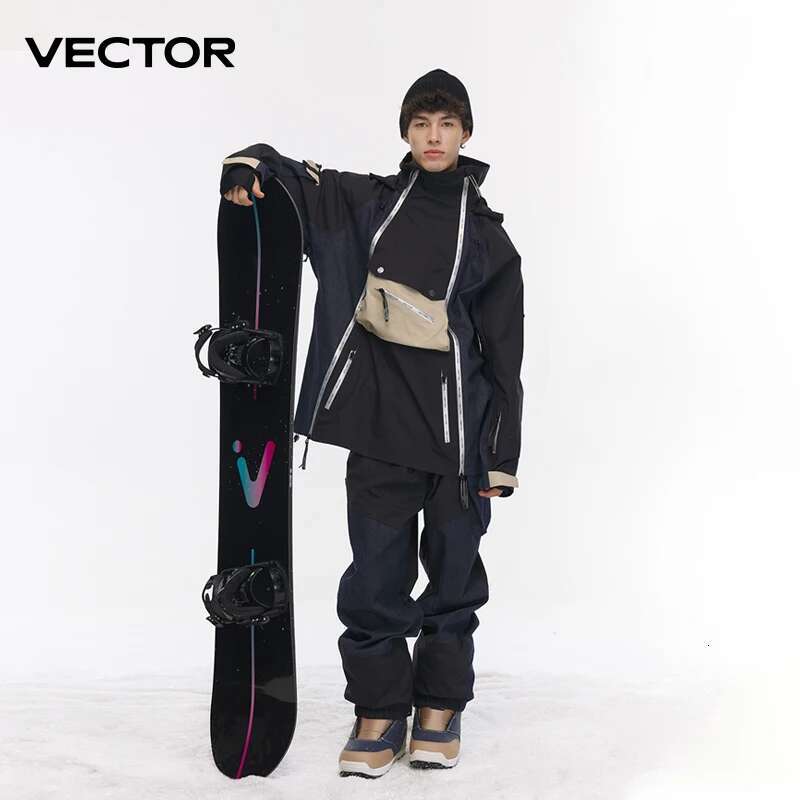 VECTOR 3L Double Zipper Suit Set Man Winter Jackets And Pants Warm Waterproof Women Outdoor Ski Bike Camping