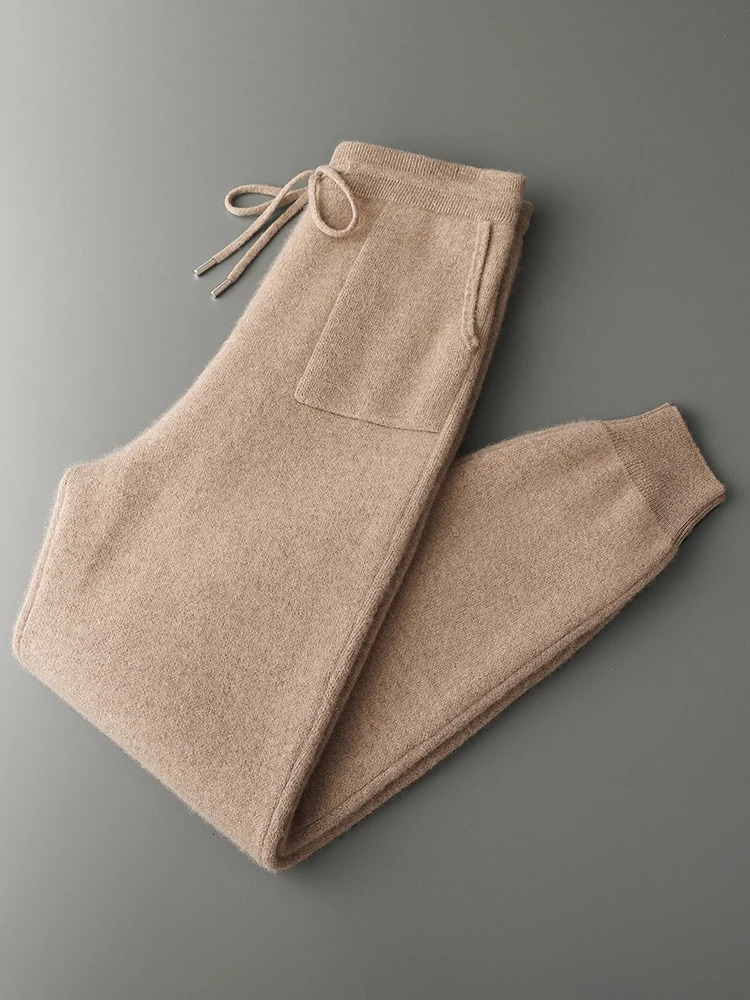 Mens Casual 100% Cashmere Pants Autumn Winter Thick Sweatpants Knitted Trousers Basic Soft Warm 241025