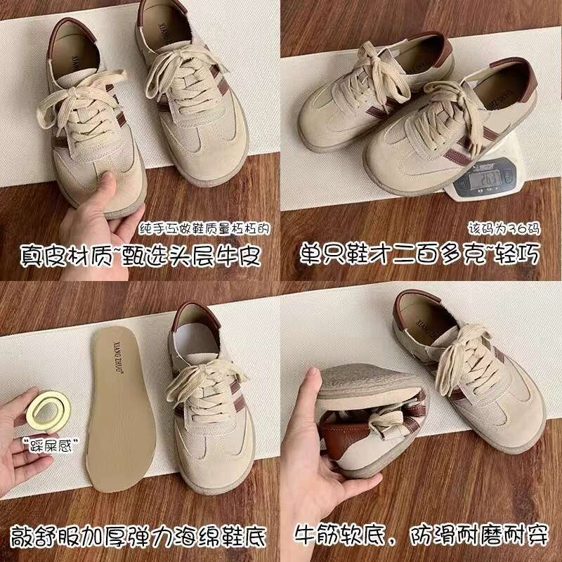 Careaymade-Genuine Leather Women's Shoes,Soft Sole Comfortable Casual Single Shoes,Cowhide Ugly Cute hot Lace Up Small White Shoes