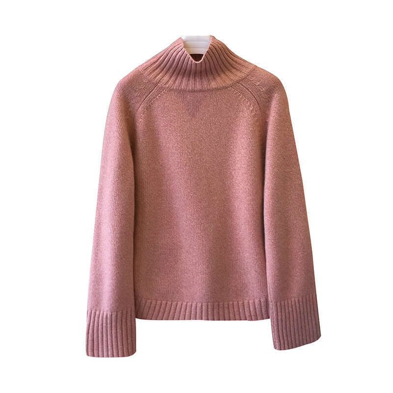 Autumn And Winter Thickened Cashmere Sweater Women Turtleneck Loose Large Size Solid Color Knit Bottom