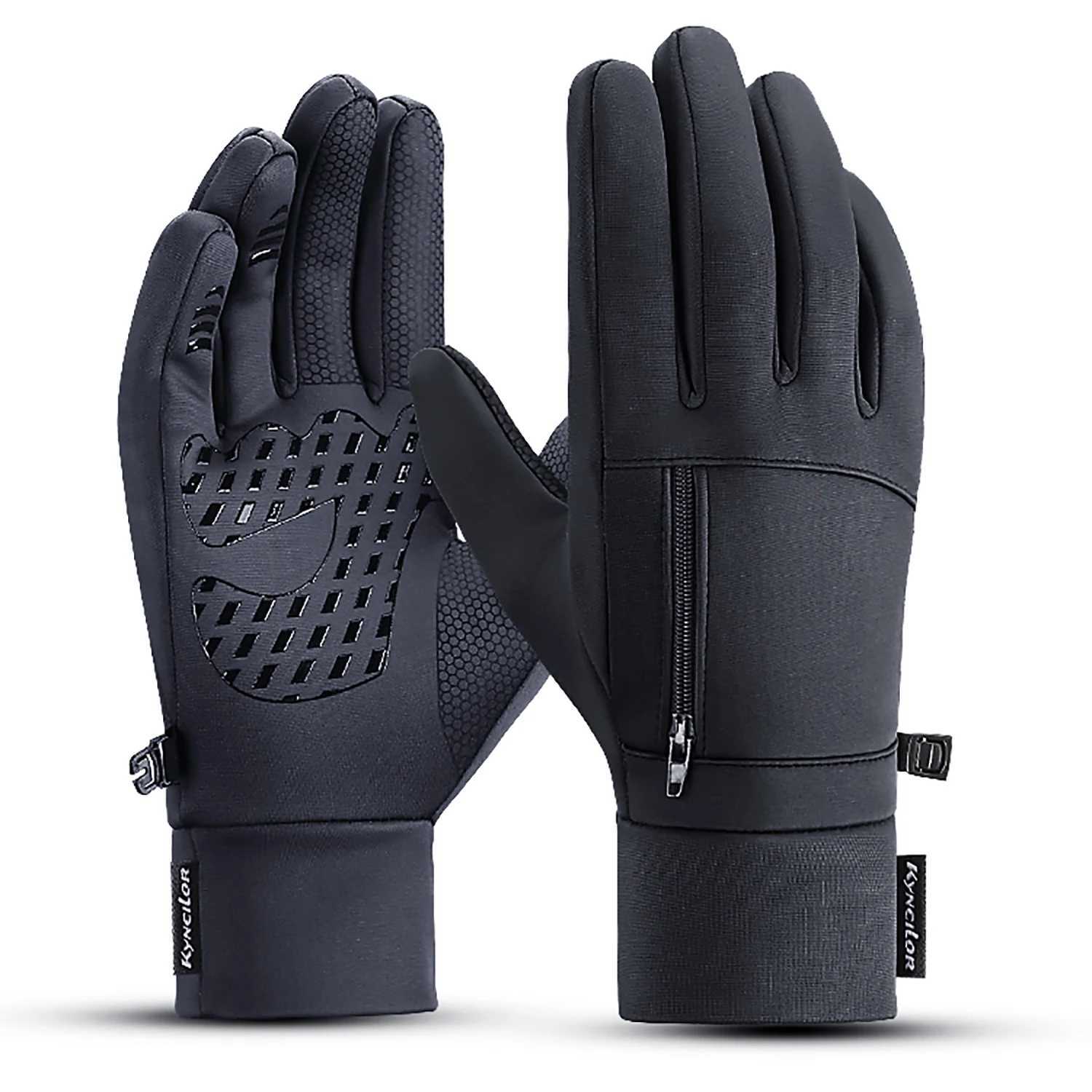 1 pair of winter Gs mens touch screen non slip neutral waterproof windproof warm bike cold Gs fashionable zipper sports G W241026