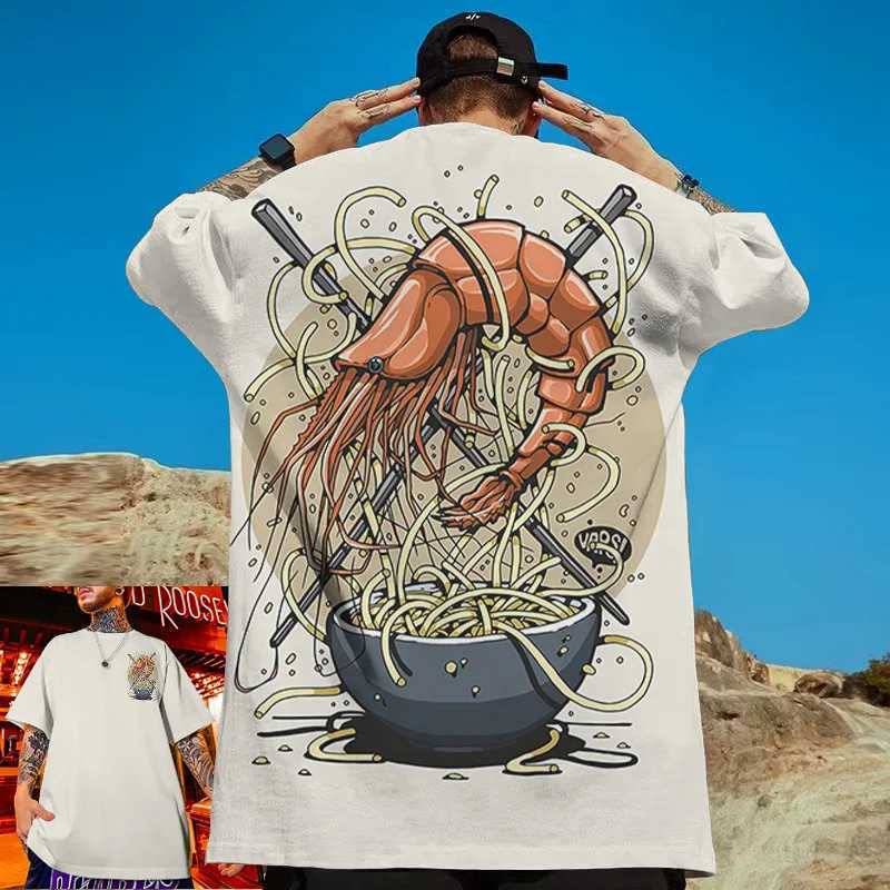 Casual new Slve mens T-shirt Japanese food printed mens loose Ts fashion sportswear daily top W241026