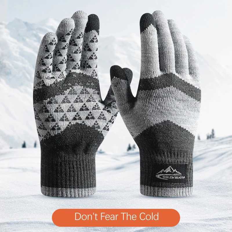 Winter Warm Knitted Gs Mens Fashion Wool Bicycle Personty Windproof Triangle Anti slip Touchscreen Wool Gs W241026