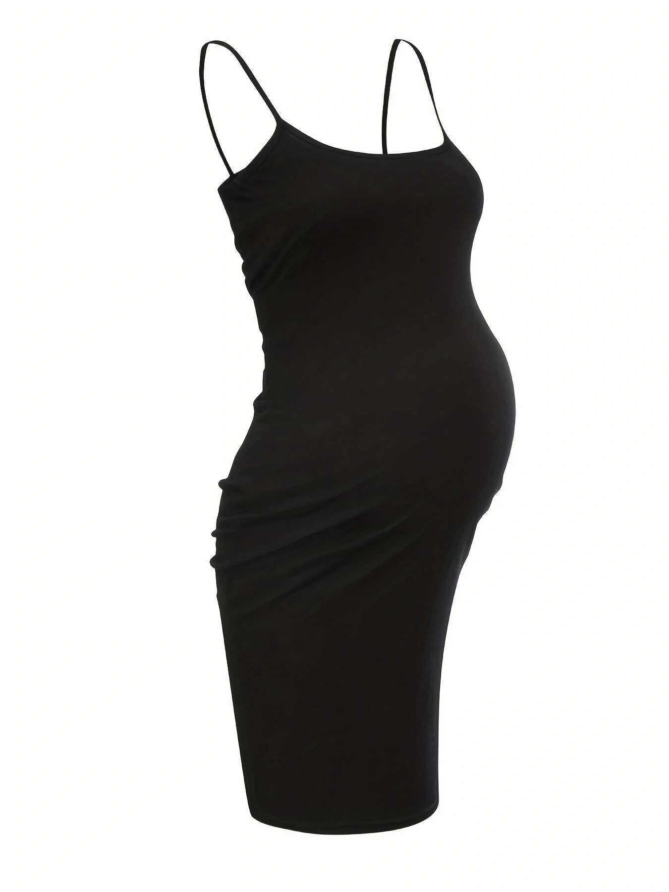 Pregnant women hanging solid color dresses of medium length W241026