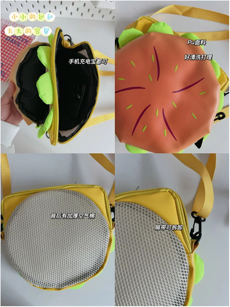 Funny Hamburg Shaped Purses and Handbags for Women Kawaii Shoulder Bag Small Crossbody Bag Cute Female Clutch Leather 241025
