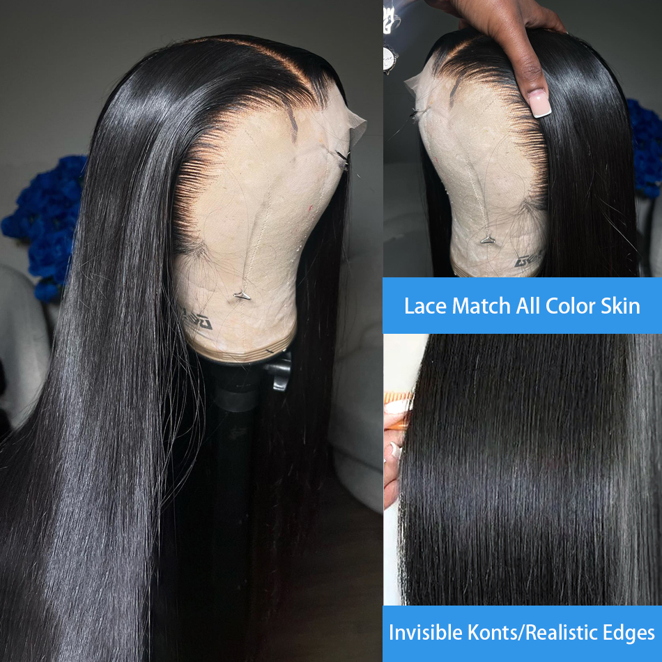 200% 13x4 Bone Straight Front Wigs Human Hair Brazilian Remy Transparent 13x6 HD Lace Frontal 26 28 30 Inch Closure Wig