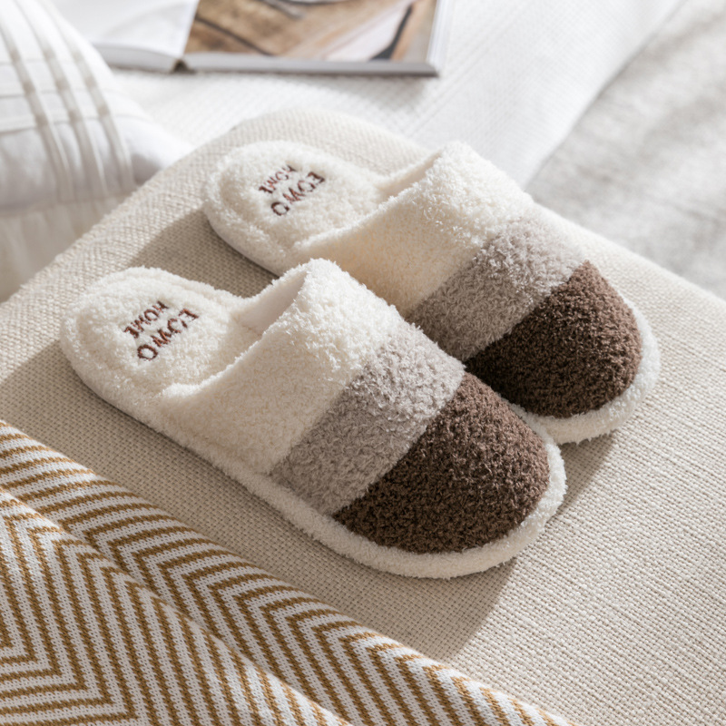 Cozy 2024 Autumn Winter Cotton Slippers, Thick Bottom Non-Slip Indoor Home Fury Slippers 3e7a