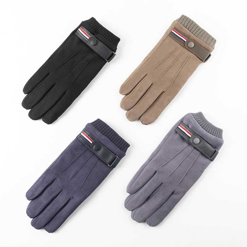 Mens winter G suede warm split military finger Gs outdoor thick driving buckle skiing mens touch screen W241026